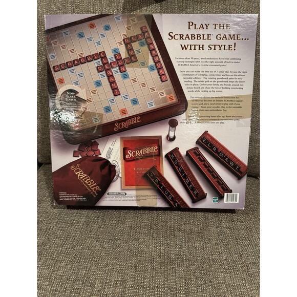 Vtg Scrabble Crossword Board Game Deluxe Edition Rotating Turntable 2001 Read - Picture 14 of 16